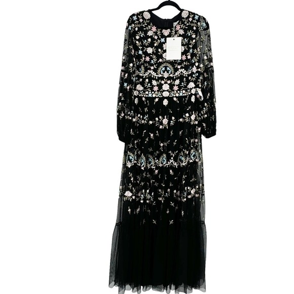 Mac Duggal Sequin Embroidered Gown Blouson Sleeves Size 12 NWT - Picture 10 of 13